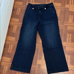 Talbots Navy Wide-Leg Jeans with Gold-Tone Accents